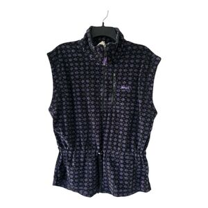 Brooks Vest Jacket Women Sz M Polartec Fleece Purple Zipper  Toggle Waist